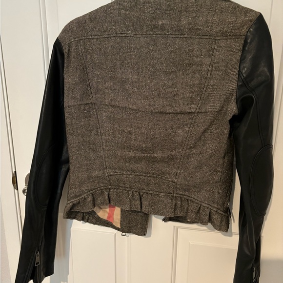Burberry Brit Wool and Leather Biker Jacket, Size US 4 - Picture 8 of 11